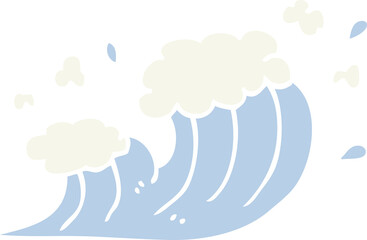 flat color illustration cartoon wave crashing