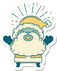 sticker of tattoo style santa claus christmas character