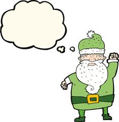 cartoon angry santa claus with thought bubble