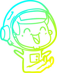 cold gradient line drawing happy cartoon astronaut