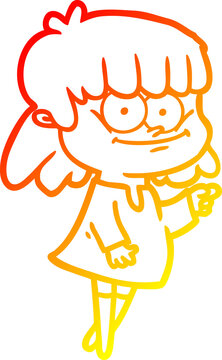 recommend clip art: warm gradient line drawing cartoon smiling woman