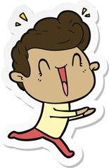 sticker of a cartoon excited man