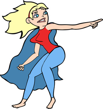 cartoon superhero woman pointing