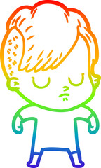 rainbow gradient line drawing cartoon woman