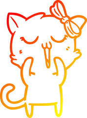 warm gradient line drawing cartoon cat
