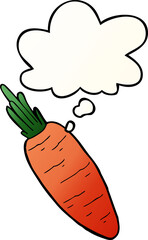 cartoon carrot and thought bubble in smooth gradient style
