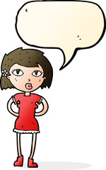 cartoon woman with speech bubble