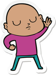 sticker of a cartoon bald man
