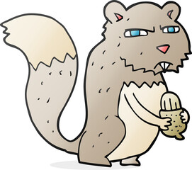 cartoon angry squirrel with nut