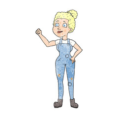 textured cartoon woman in dungarees