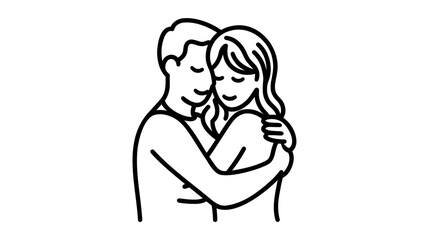 Two people hugging , icon, vector illustration on white background