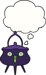 halloween cauldron cartoon and thought bubble