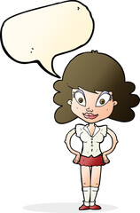 cartoon pretty woman with speech bubble