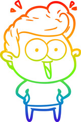 Obraz premium rainbow gradient line drawing cartoon excited man