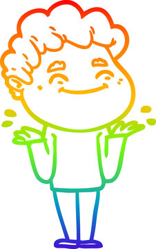 recommend clip art: rainbow gradient line drawing cartoon friendly man