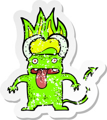 retro distressed sticker of a cartoon little devil
