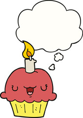 cartoon cupcake and thought bubble