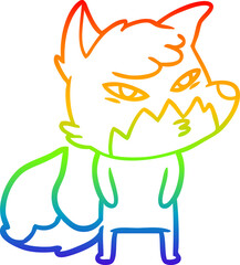 Obraz premium rainbow gradient line drawing clever cartoon fox