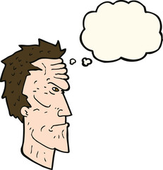 cartoon angry face with thought bubble