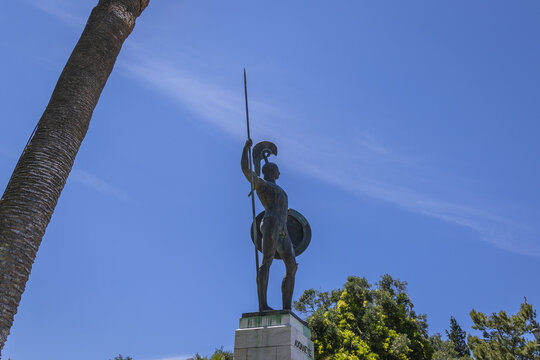 Sculpture of Achilles in gardens of Achilleion palace built for Elisabeth of Austria - Sisi on Corfu Island, Greece