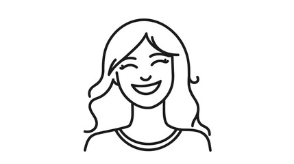 Happy woman with beautiful face, linear icon. vector illustration on white background