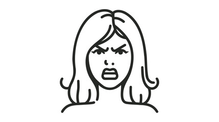 Angry yelling women outline icon on white background. Vector illustration.