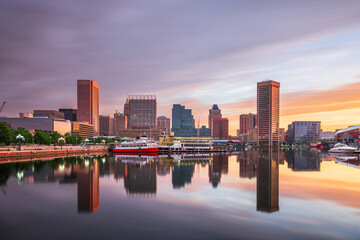 Baltimore, Maryland, USA skyline on the Inner Harbor - obrazy, fototapety, plakaty