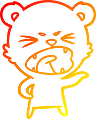 warm gradient line drawing angry cartoon polar bear