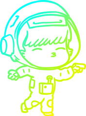 Fototapeta premium cold gradient line drawing cartoon curious astronaut