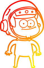 warm gradient line drawing happy astronaut cartoon