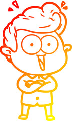 Obraz premium warm gradient line drawing cartoon excited man