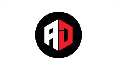 AD initial letter polygon icon gaming logo design vector template. batman logo, sports logo, monogram, falcon, war game, symbol, playing logo, abstract, fighting, typography, icon, minimal, premier 