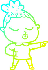 cold gradient line drawing cartoon calm woman