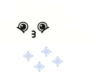 flat color retro cartoon snow cloud