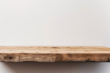Minimalist Wooden Table on White Background