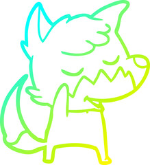 cold gradient line drawing friendly cartoon fox