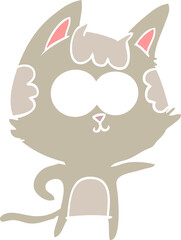happy flat color style cartoon cat pointing