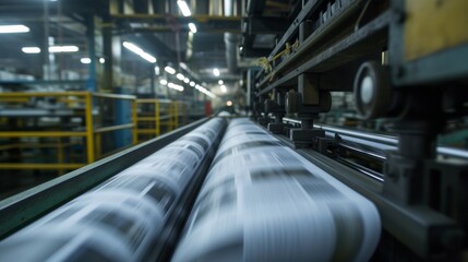 roll offset print machine in large print shop for production of newspapers magazines