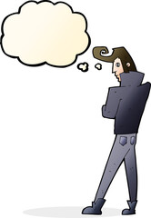 cartoon cool guy with thought bubble