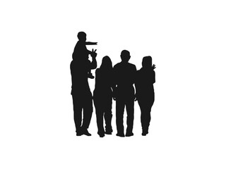Father and Mother, children's silhouettes. Silhouette of parents and children. Vector silhouettes of a family, man, woman, child, walking, people. Happy family on a white background.