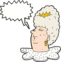 cartoon queen head with speech bubble