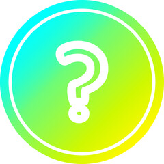 question mark circular in cold gradient spectrum