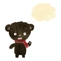 cartoon cute black bear with thought bubble