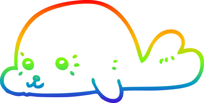 recommend clip art: rainbow gradient line drawing cartoon baby seal