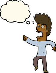 cartoon terrified man with thought bubble