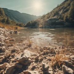 Ausgetrockneter Fluss durch Klimawandel