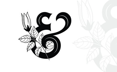 Ampersand collection with flower and leaves. Elevate Your Designs with Vintage Styling. Vector illustration