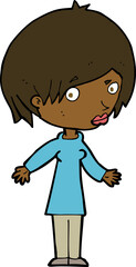 cartoon woman shrugging shoulders