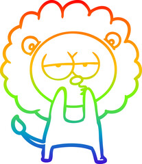 rainbow gradient line drawing cartoon tired lion