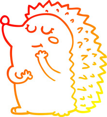 warm gradient line drawing cute cartoon hedgehog